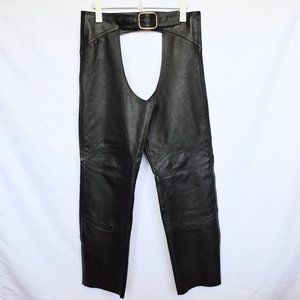 Leather Heavy Black Moto Biker Chaps